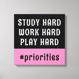 Impressão Em Tela Sala de Dormir com Hashtag Rosa Moderna e Preta