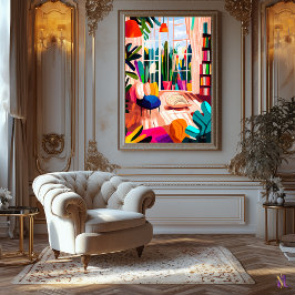 Impressão Em Tela Sala de Estar Colorida em Estilo Fauvista