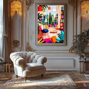 Impressão Em Tela Sala de Estar Colorida em Estilo Fauvista