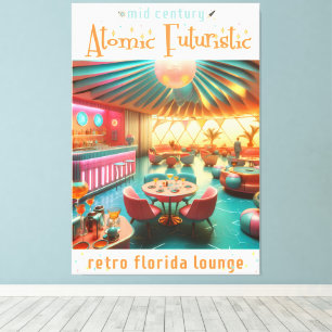 Impressão Em Tela Sala de Estar Retro Futurista Atômica da Flórida