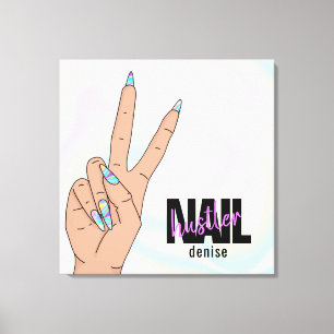 Impressão Em Tela salão de unhas holográfico, mulher, preguiçosa