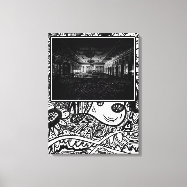 Impressão Em Tela Salão Negro e Branco (Frente)