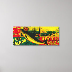 Impressão Em Tela Salmão Ártico - Etiqueta Nushagak, AK