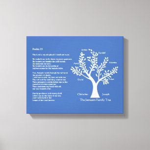 Impressão Em Tela Salmo 23 KJV com árvore genealógica,