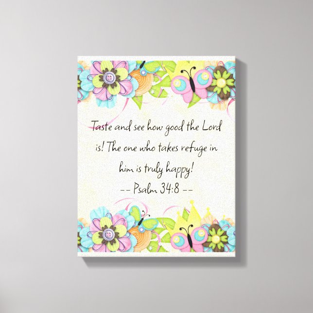 Impressão Em Tela Salmo 34: 8 | Cotações de bíblias Motivacionais Ve (Frente)