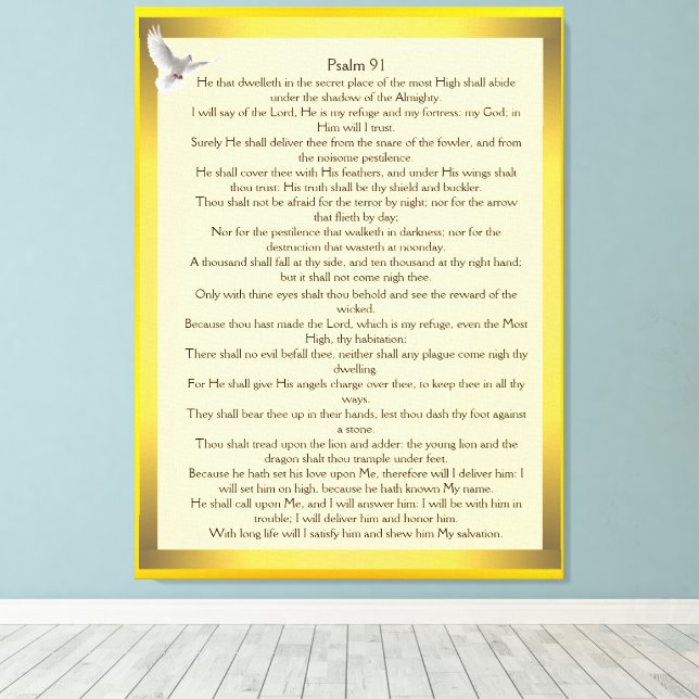 Impressão Em Tela Salmo 91 (Insitu(piso de madeira))