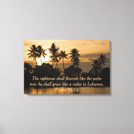 Impressão Em Tela Salmo 92:12 Palmeiras Água Fé de Bíblia Sunset