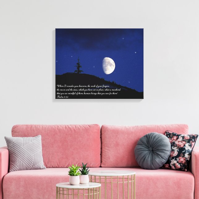 Impressão Em Tela Salms 8:3,4 Script Inspiracional (Insitu(Sala de estar))