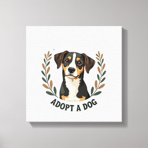Impressão Em Tela Salve Uma Vida Adote um Cachorro Ilustração Vintag