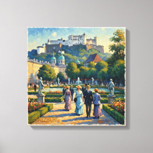 Impressão Em Tela Salzburgo Áustria Jardim do Castelo Tela Esticada