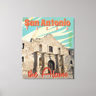 Impressão Em Tela San Antonio, Texas, O Poster de viagens do Áamo