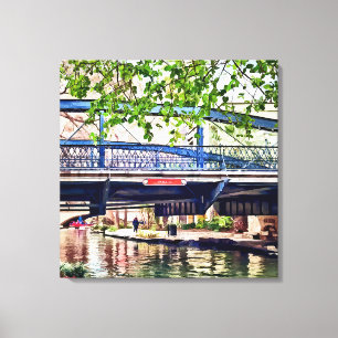 Impressão Em Tela San Antonio TX - Ponte sobre o Paseo Del Rio