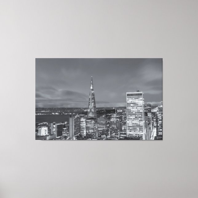 Impressão Em Tela San Francisco Nighttime bw (Frente)
