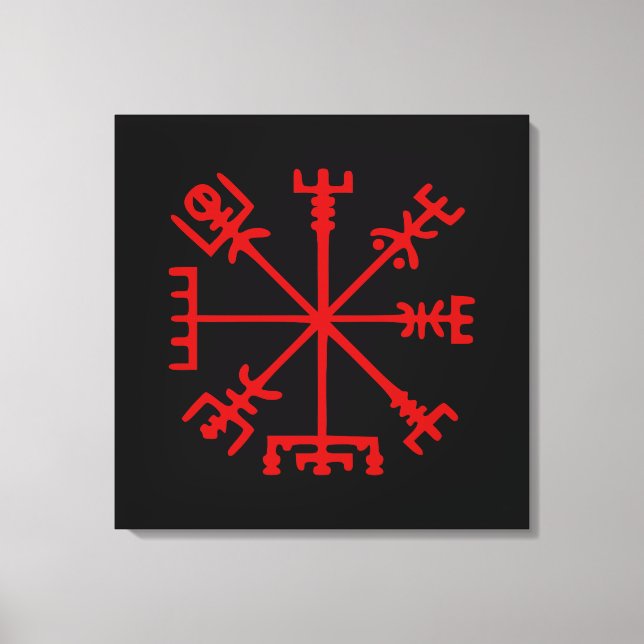 Impressão Em Tela Sangue Red Vegvísir (Viking Compass) (Frente)