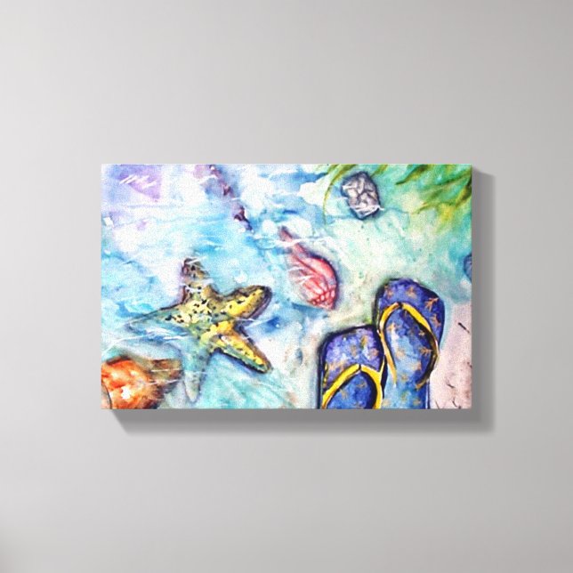 Impressão Em Tela Sanibel Sandals Florida Watercolor art (Frente)