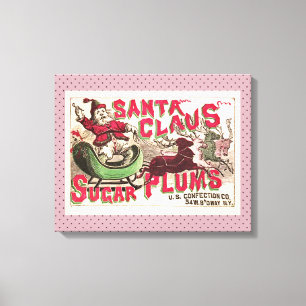 Impressão Em Tela Santa Claus Vintage Ilustração Sleigh