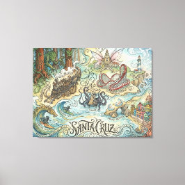 Impressão Em Tela Santa Cruz California Illustrated Map Mythical