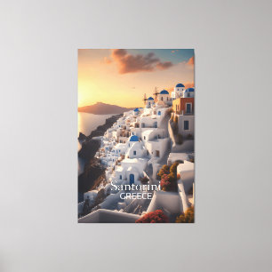 Impressão Em Tela Santorini, Grécia: Paraíso de Férias Inesquecível