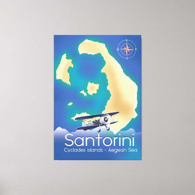 Impressão Em Tela Santorini ilhas Cíclades mapa do Mar Egeu (Frente)