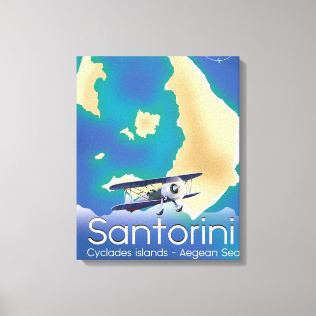 Impressão Em Tela Santorini ilhas Cíclades mapa do Mar Egeu (Frente)