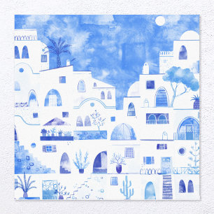 Impressão Em Tela Santorini Watercolor