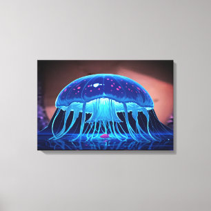 Impressão Em Tela Santuário de Água-viva Bioluminescente – Oceano Re