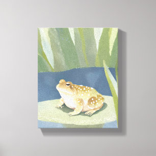 Impressão Em Tela Sapo Mal-Humorado Aquarela do Lago de Folhas de