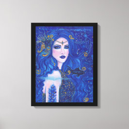 Impressão Em Tela Sapphire Mermaid com sotaques de ouro por Renee La