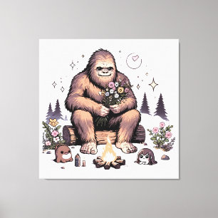 Impressão Em Tela Sasquatch Segurando Flores
