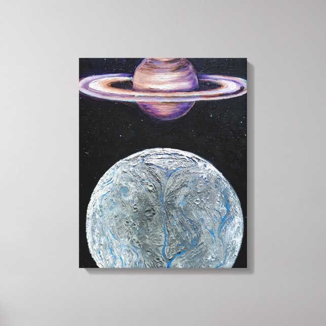 Impressão Em Tela Saturno e Enceladus (Frente)