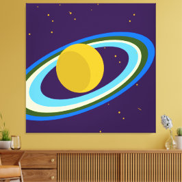 Impressão Em Tela Saturno reimaginou Anéis Brilhantes Puro Espaço Ex