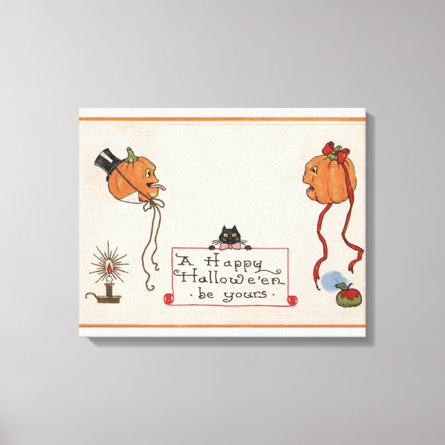 Impressão Em Tela Saudação de HalloweenSr. & Sra. Jack-O-Lantern (Frente)