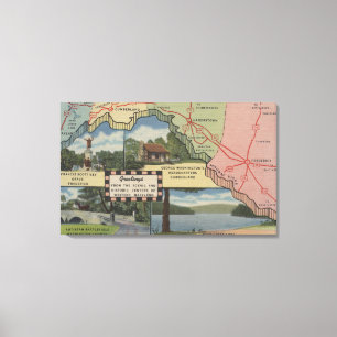 Impressão Em Tela Saudações De Maryland Ocidental (Mapa Detalhado)