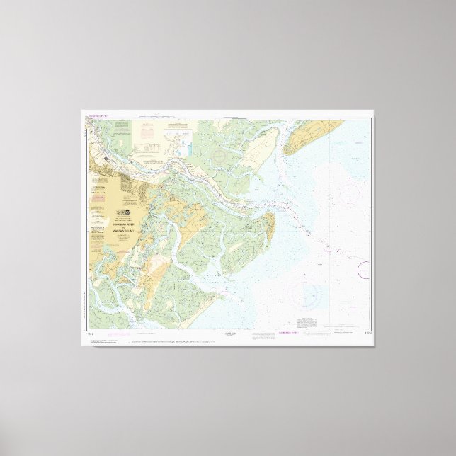 Impressão Em Tela Savannah River e Wassaw Sound 11512 na fronteira (Frente)