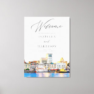 Impressão Em Tela SAVANNAH Watercolor Skyline Wedding Welcome