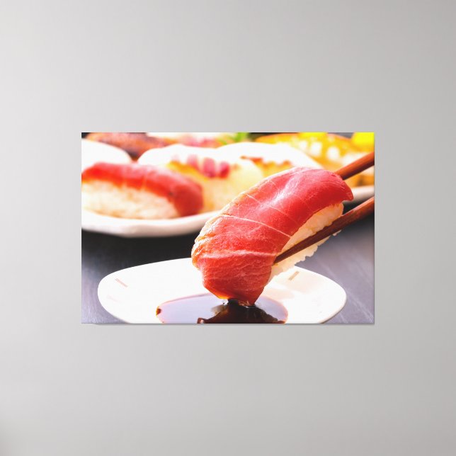 Impressão Em Tela Savor the moment - Tuna sushi demonstration (Frente)