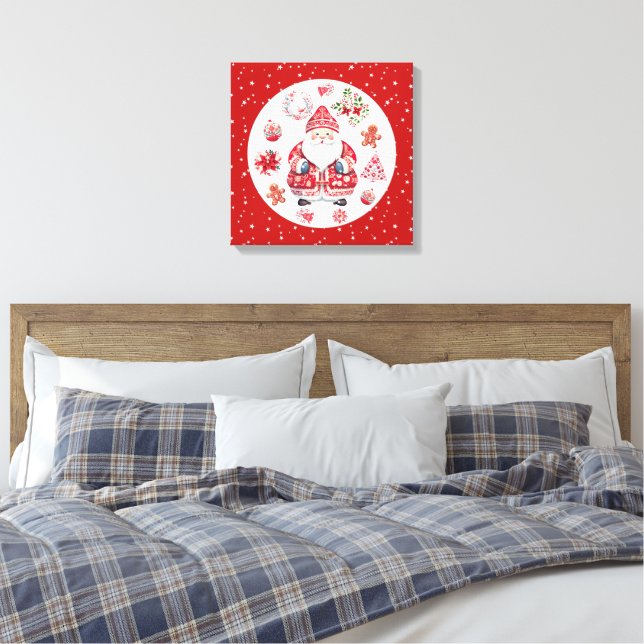 Impressão Em Tela Scandinávia Santa Claus Red (Insitu(Quarto))