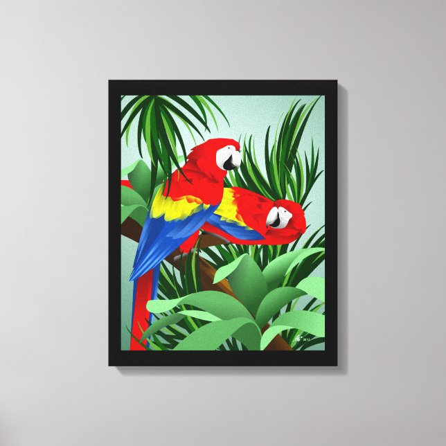 Impressão Em Tela Scarlet Macaw Parrot Art (Frente)