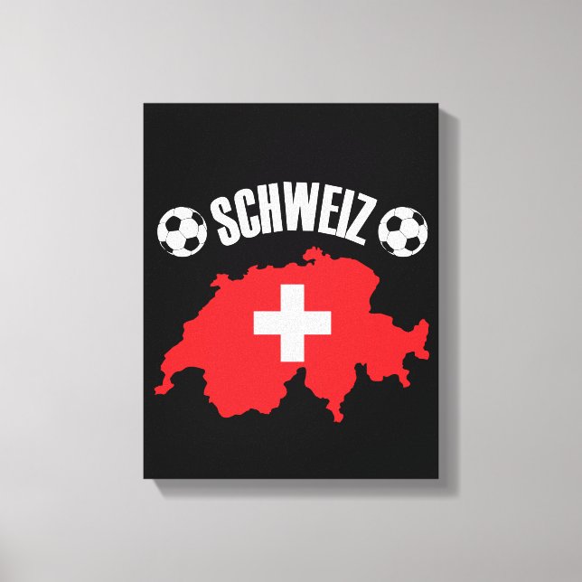 Impressão Em Tela Schweiz Suiça Map Soccer (Frente)