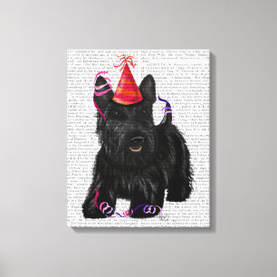 Impressão Em Tela Scottish Terrier e Party Hat