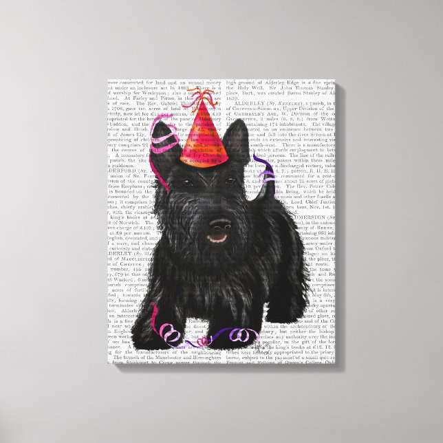 Impressão Em Tela Scottish Terrier e Party Hat (Frente)