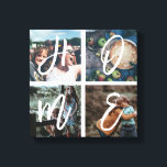 Impressão Em Tela Script de Pincel de Colagem de Fotos do Instagram<br><div class="desc">Impressão de canvas de de arte personalizada com 4 fotos da sua família organizadas em uma colagem de fotos quadradas. presente de excelente para mãe,  pai,  família,  amigos,  pais e avós!</div>