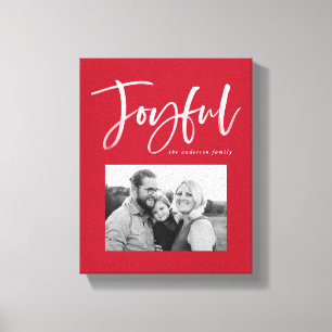 Impressão Em Tela Script Joyful   Vermelho