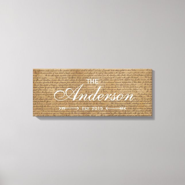 Impressão Em Tela Scripts Antigo Família Estabelecida Sinal de Nome  (Frente)