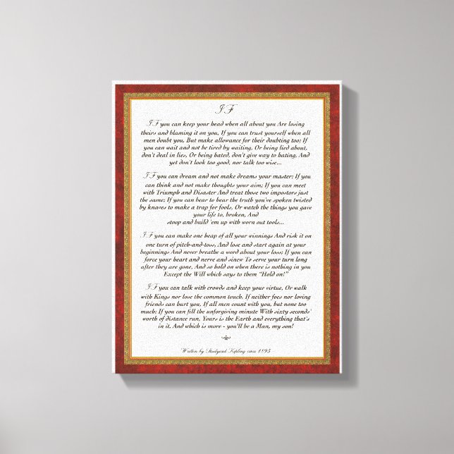 Impressão Em Tela Se Poema de Rudyard Kipling (Frente)