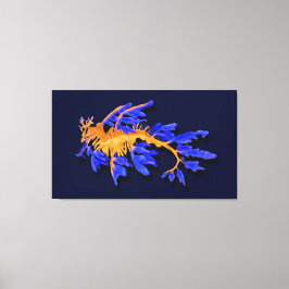 Impressão Em Tela Seadrágono Dourado e Azul Ilustrado