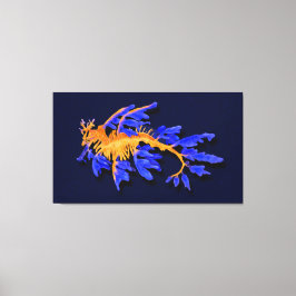 Impressão Em Tela Seadrágono Dourado e Azul Ilustrado