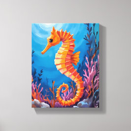 Impressão Em Tela Seahorse | Ocean Animal Coral Reef Watercolor