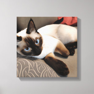 Impressão Em Tela Seal Point Retrato Digital Siamese