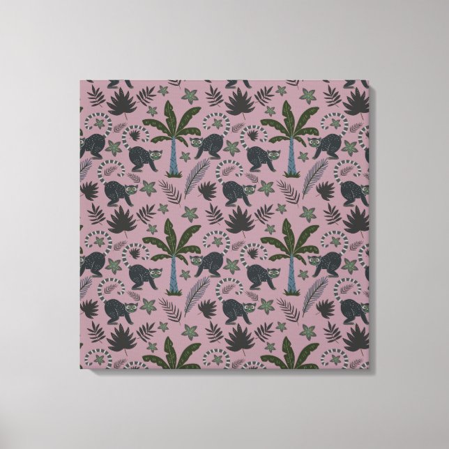 Impressão Em Tela Seamless pattern Tropical animals monkey jumping (Frente)